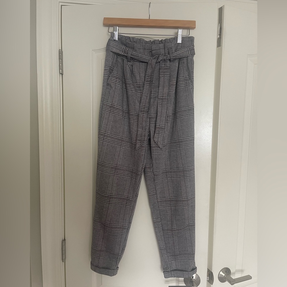 Plaid Pants with Tie
